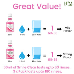 HM - Smile Clear Concentrated Alcohol Free Mouthwash, Dental Care-Smart Ingredients,for Bad Breath, whitening Teeth,Healthy Gums. (Strawberry Pack of 3 (3x2Fl Oz))